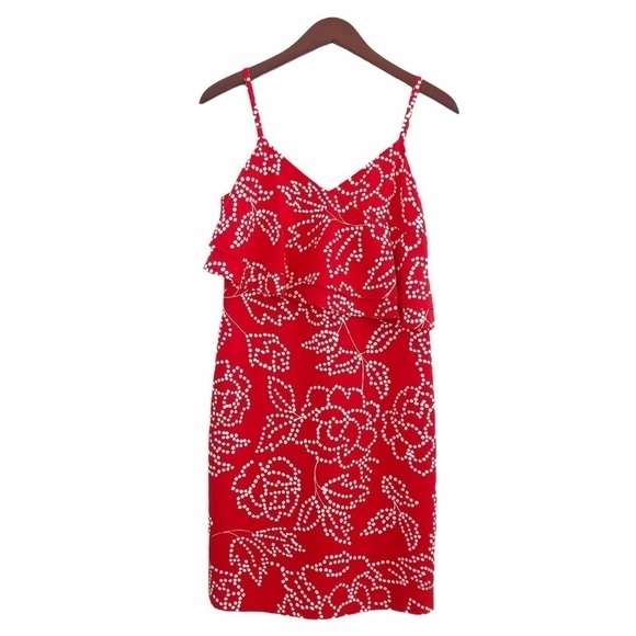 KARL LAGERFELD Paris NWT Dotted Floral Strap Dress Size 4 in Red and White - Picture 12 of 12